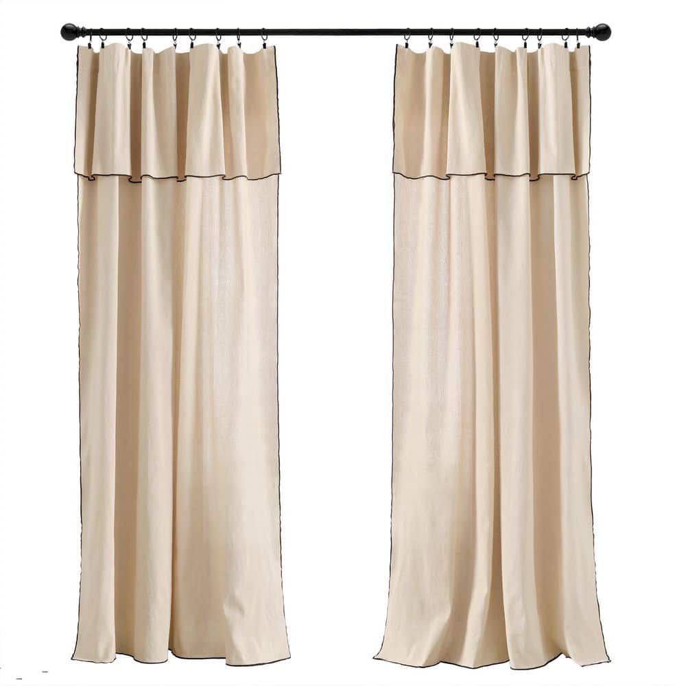 Natural Linen Curtains with Attached Valance