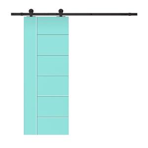 Modern Classic 36 in. x 84 in. Mint Green Stained Composite MDF Paneled Sliding Barn Door with Hardware Kit