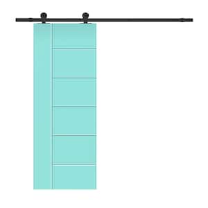 Modern Classic 24 in. x 96 in. Mint Green Stained Composite MDF Paneled Sliding Barn Door with Hardware Kit