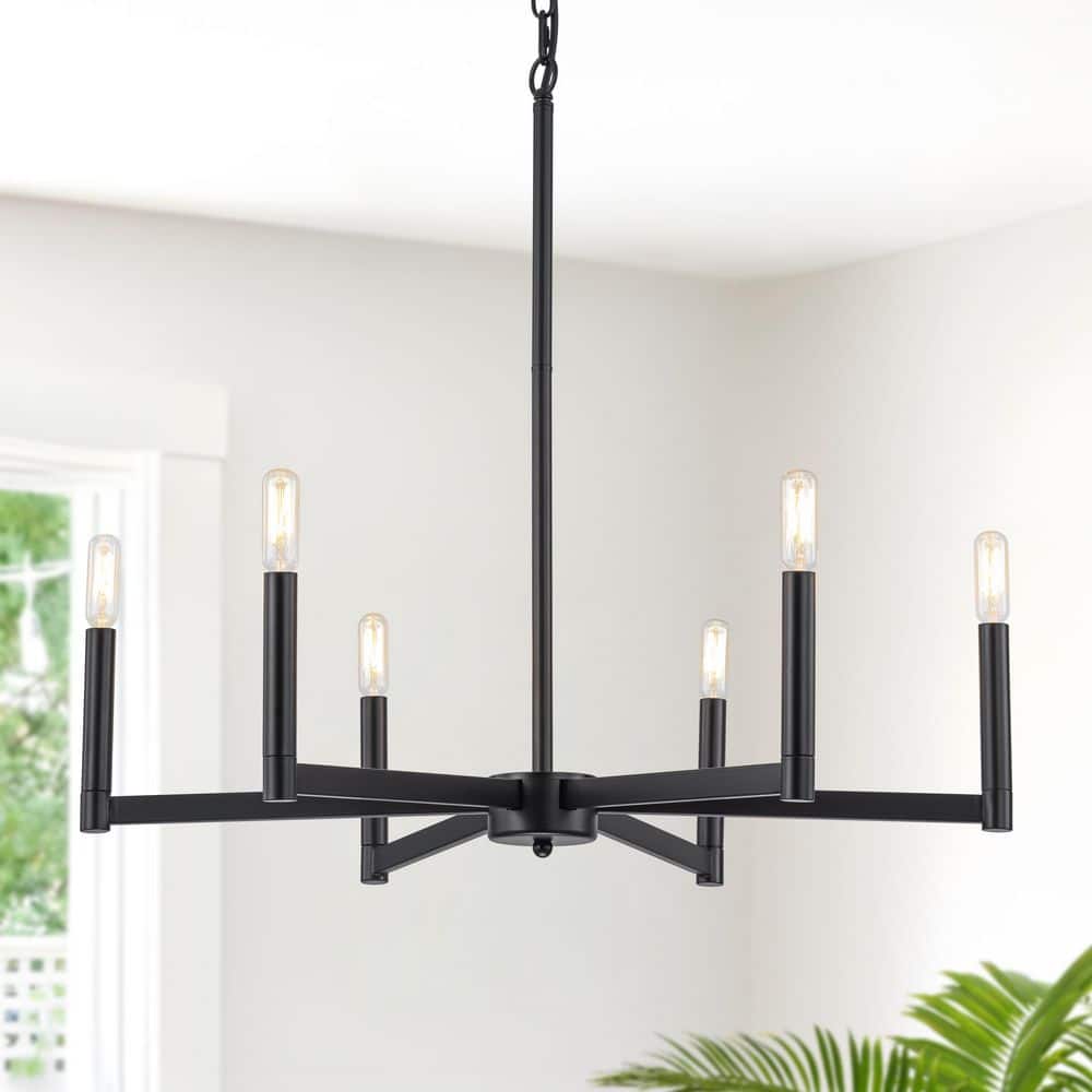 6-Light Black Modern Chandelier for Dining Room or Foyer,E12 Candle Ceiling Light Fixture with Adjustable Chain and Rods price history on PriceWatchPro