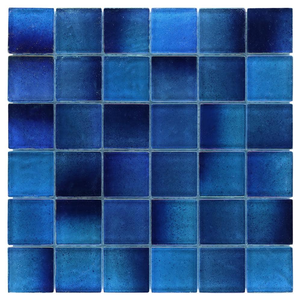 Shallows Polished Dark Blue Glass Mosaic Wall Tile