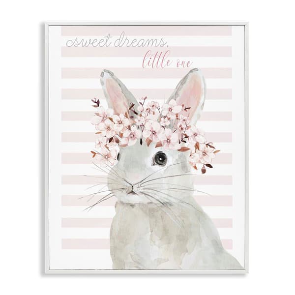 Stupell Industries Sweet Dreams Bunny by Jessie Perry White Framed Animal Giclee Art Print 20 in. x 16 in.