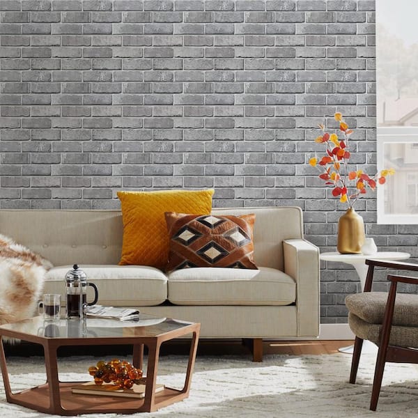 Afoxsos Gray 3D Brick Wall Panel, Peel and Stick Brick Tiles, 10