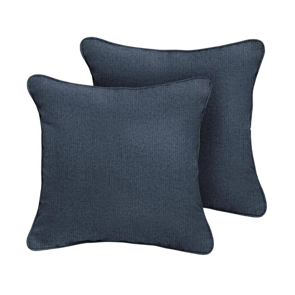 SORRA HOME Sunbrella Revive Indigo Square Outdoor Throw Pillow (2Pack) HD722841SP The Home Depot