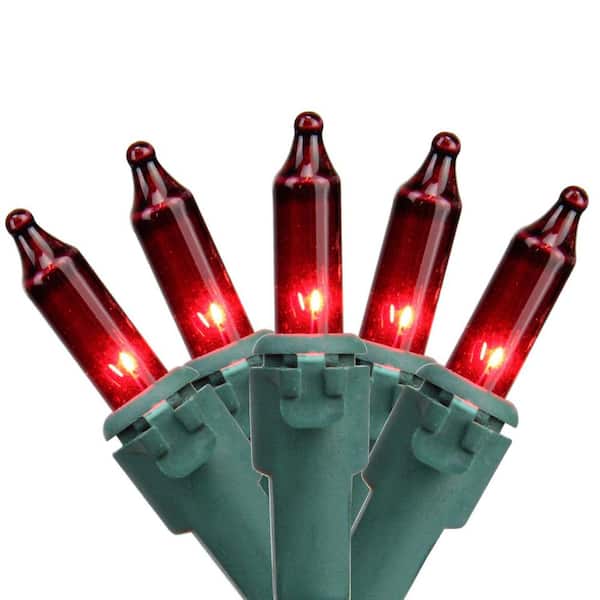 Set of 100 Red Mini Christmas Lights 2.5 in. Spacing with Green Wire
