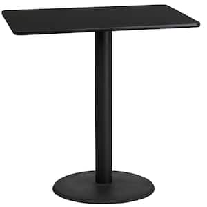 24 in. x 42 in. Rectangular Black Laminate Table Top with 24 in. Round Bar Height Table Base