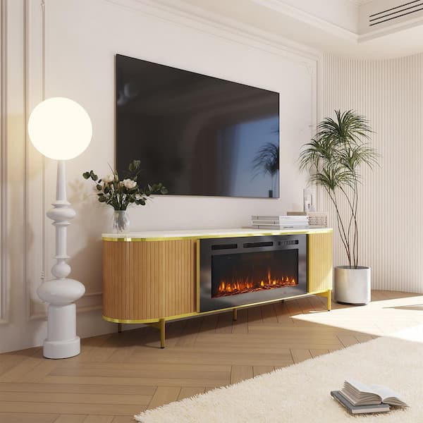 Sizzim 70 in. Freestanding Electric Fireplace TV Stand with Infra