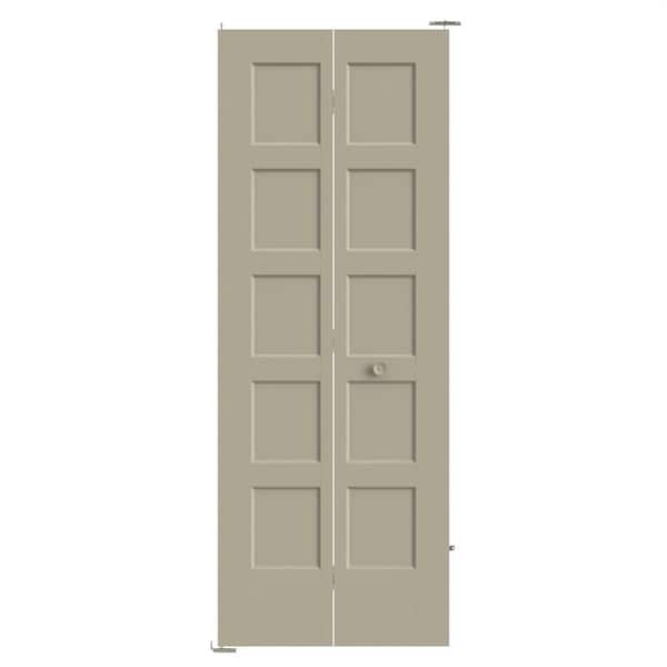 Masonite 30 in. x 80 in. 5-Panel Bayshore Hollow Core Smoked Tan Molded Composite Bi-Fold Door