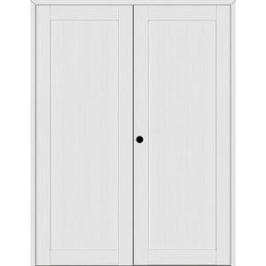 1 Panel Shaker 64 in. x 83.25 in. Right Active Bianco Noble Wood Composite Double Prehung Interior Door