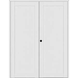 Shaker 60 in. x 83.25 in. 1 Panel Right Active Bianco Noble Wood Composite Double Prehung Interior Door