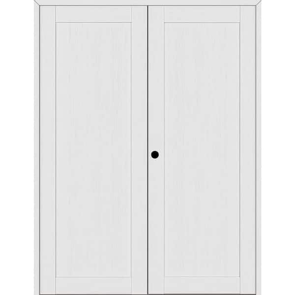 Belldinni 1-Panel Shaker 48 in. x 84 in. Right Active Bianco Noble Wood Composite Double Prehung Interior Door