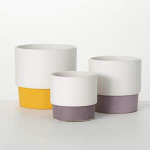 6 in., 5 in. & 4.25 in. Ceramic 3-Color Indoor Planter Set of 3