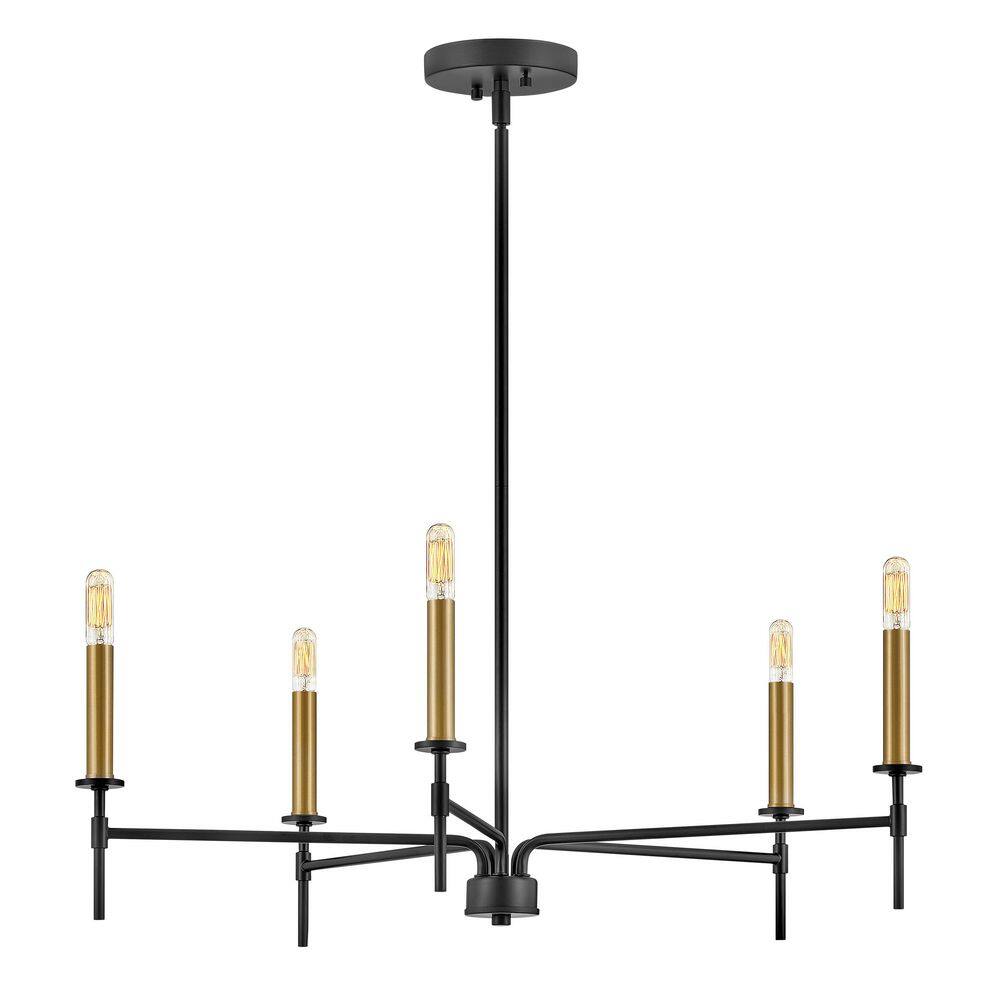 Hux Black and Lacquered Brass 5-Light Candle Chandelier