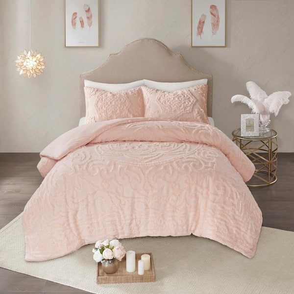 Madison Park Virginia 3-Piece Blush Cotton Full/Queen Comforter Set