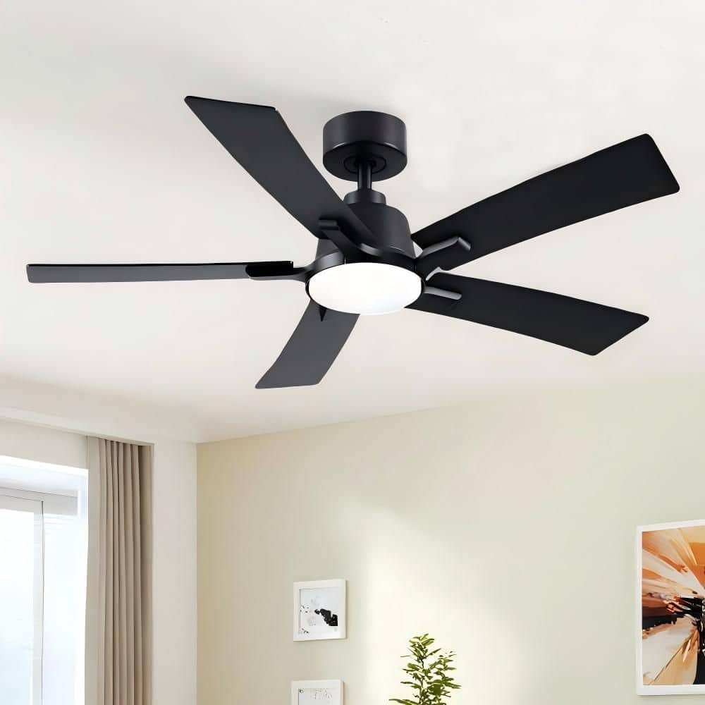 Modern 46 in. Integrated LED Indoor Matte Black Standard Ceiling Fan with Light, Reversible DC Motor and Remote Control price history on PriceWatchPro