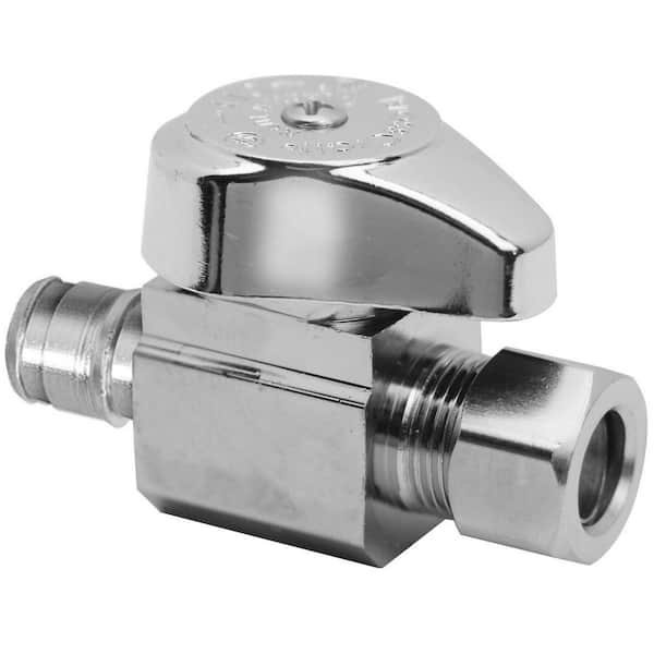 1/2 in. Nom Cold Expansion Inlet x 3/8 in. OD Comp Outlet Brass 1/4-Turn Straight Stop less Nut/Sleeve