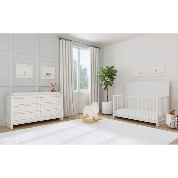 Cassian White Crib with Guard Rail