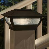 3.5 in. x 3.5 in. Black Integrated LED Plastic Outdoor Solar Post Cap Light with a 5.5 in. x 5.5 in. Adaptor (2-Pack)