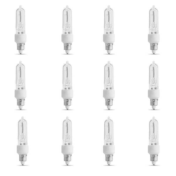 Feit Electric 100-Watt Warm White (3000K) T4 E11 Mini-Candelabra Dimmable Halogen 120-Volt Light Bulb (12-Pack)