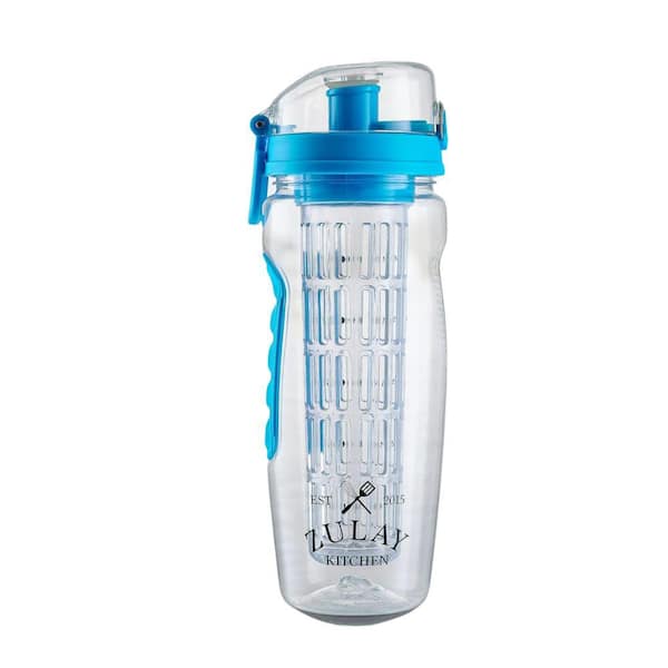 Zulay Kitchen 34 oz. Tritan Plastic Fruit Infuser Water Bottle - Lake Blue