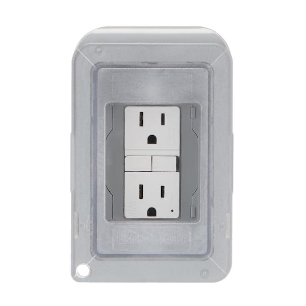 Sigma Engineered Solutions Metallic White 1-Outlet Weatherproof Electrical Outlet  Cover in the Electrical Outlet Covers department at