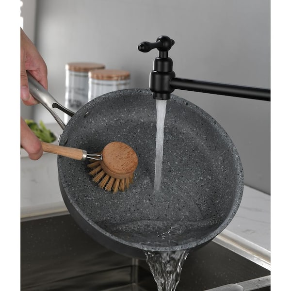 Kafir 2-Handle Wall Mounted Pot Filler with Adjustable Function in Matte Black