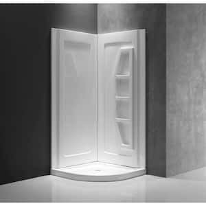 Gradient 36 in. x 36 in. x 74 in. 2-piece DIY Friendly Corner Shower Surround in White