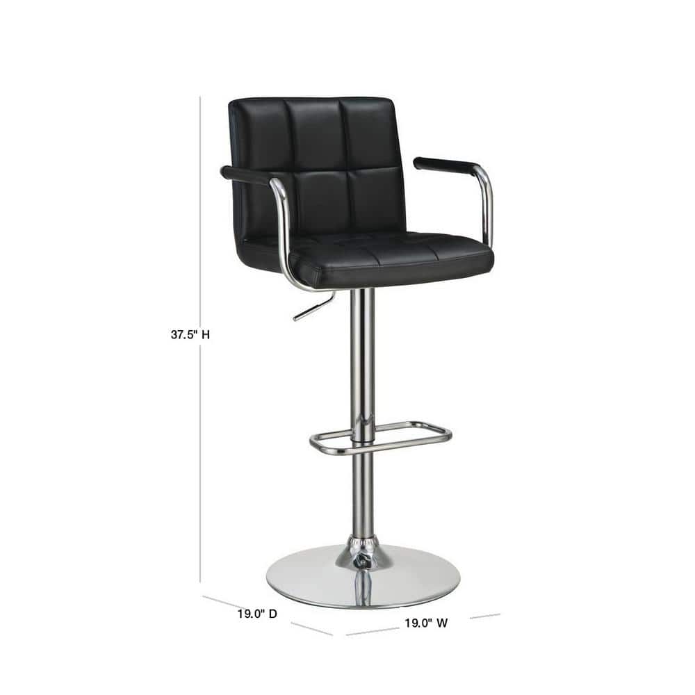 Gray Adjustable Swivel Bar Stool with Chrome Base
