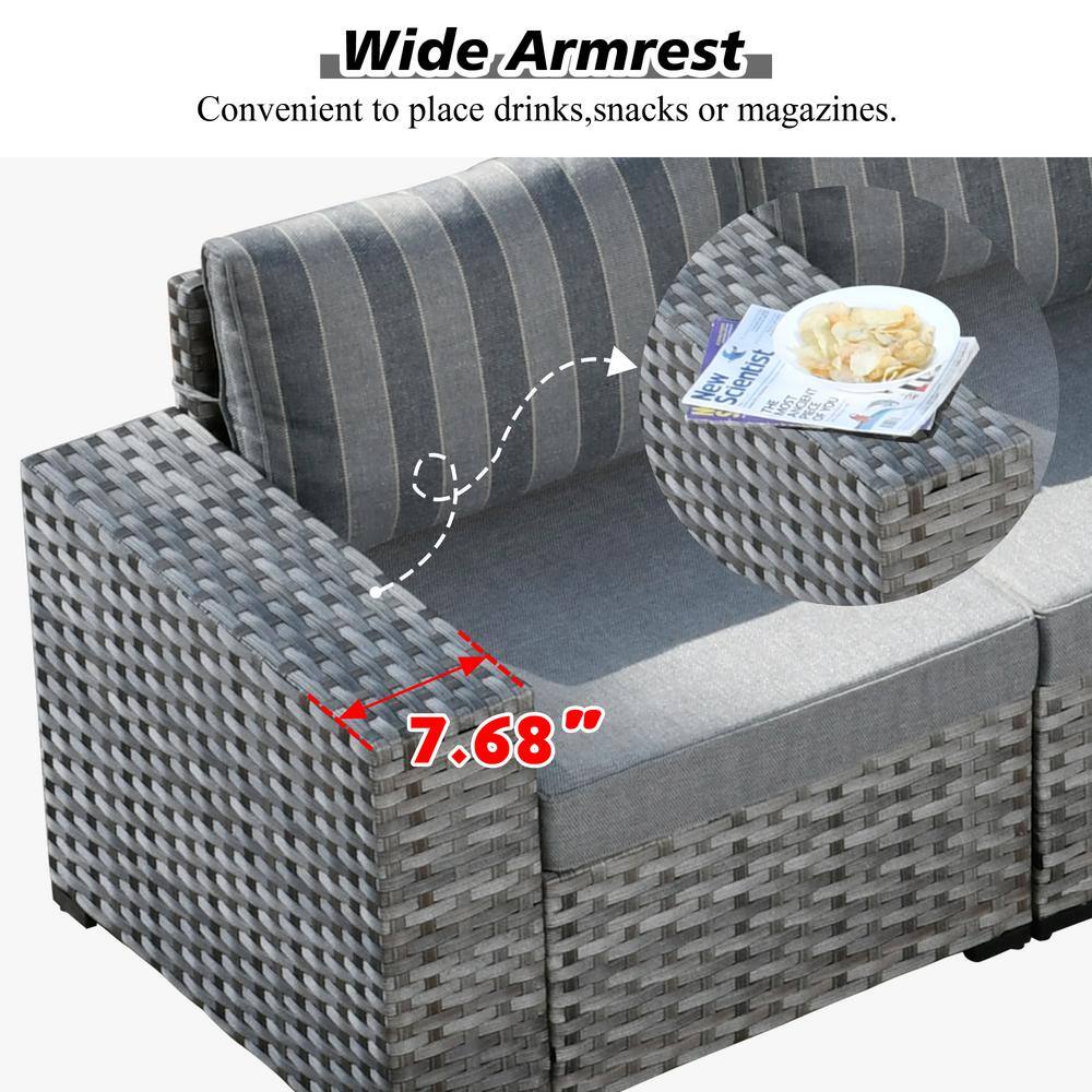 Marlton 13-Piece Gray Wicker Outdoor Sofa Set with Fire Pit
