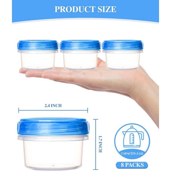 Adrinfly Salad Dressing Containers 8 Piece Reusable 2 oz Easy Open Leak-Proof Twist Top Lids BPA Free Microwave, Food Storage