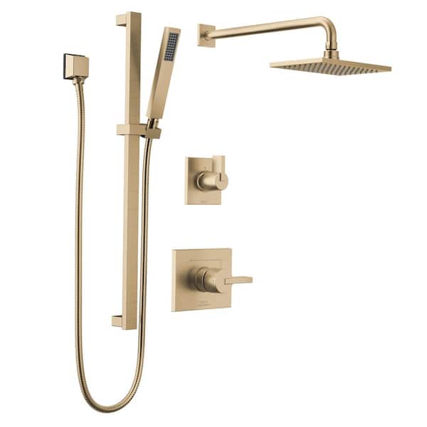 Vero Gold 2-Handle 2-Spray Shower Faucet 1.75 GPM with Hand Shower and Pressure Balance in Champagne Bronze