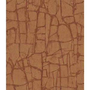 56 sq. ft. Metallic Terracotta Crackle Paper Unpasted Wallpaper Roll