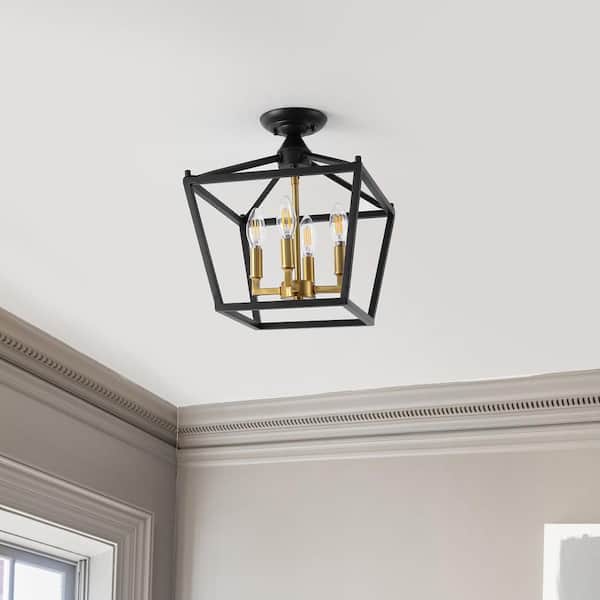 JONATHAN Y Plains Mini Lantern 12 in. 4-Light Iron Modern