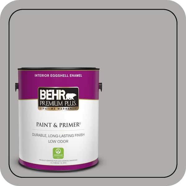 BEHR PREMIUM PLUS 1 gal. #N520-3 Flannel Gray Eggshell Enamel Low Odor Interior Paint & Primer