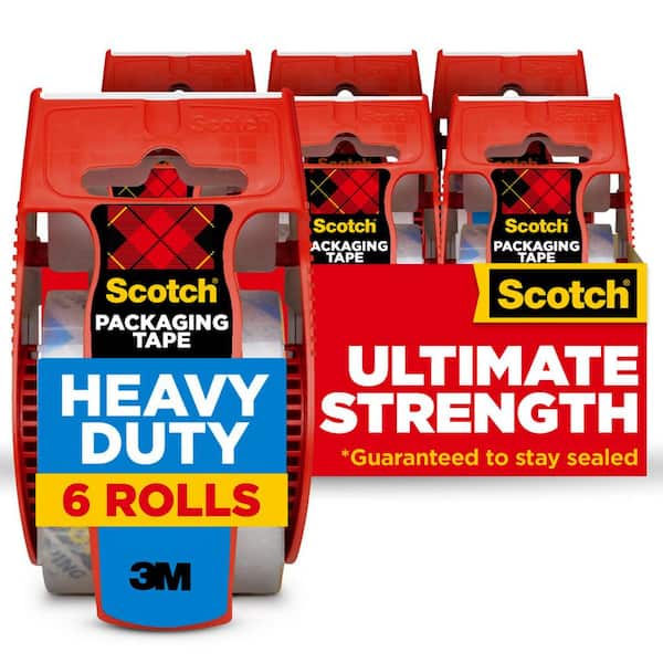 Scotch 1.88 in x 66.7 ft. Heavy Duty Shipping, Packaging Tape (Case of 6, 6-Pack Rolls with Dispenser)