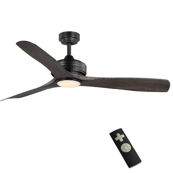 Home Decorators Collection Bayshire 60 in. LED Indoor/Outdoor Matte Black Ceiling Fan with Remote Control and White Color Changing Light Kit