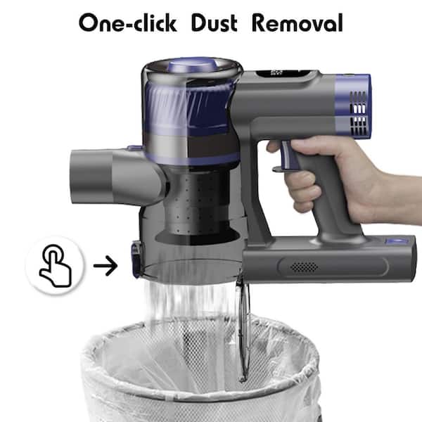 Gray 45 kPa Powerful Suction Stick Vacuum, Bagless, LED Lights, HEPA Filter for Hardwood, Pet Hair, Carpets