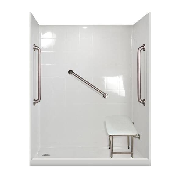 Ella Plus 24 Package 60 in. x 31 in. x 79.5 in. 5-Piece Low Threshold Shower Stall in White, Left Drain