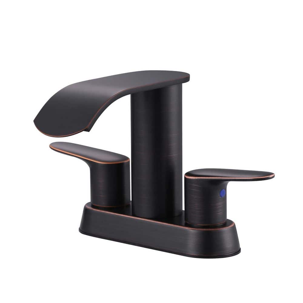 Waterfall 4 in. Centerset Double-Handle Bathroom Sink Faucet, Modern Faucet with Pop Up Drain in Oil Rubbed Bronze price history on PriceWatchPro