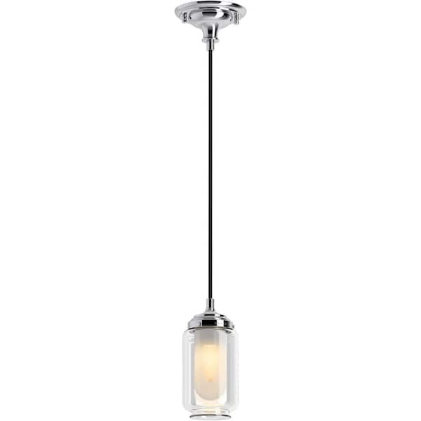 KOHLER Artifacts 1 Light Pendant Lighting Fixture for Kitchen Island, Polished Nickel, 10' Adjustable Cord Length