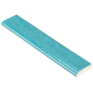 Newport Turquoise 1.97 in. x 9.84 in. Polished Ceramic Wall Bullnose Tile