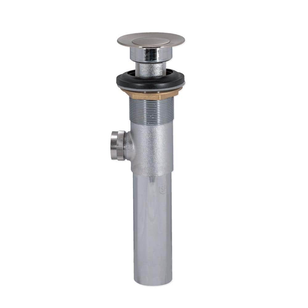 Brushed Nickel Bathroom Sink Pop-Up Assembly with Brass Tailpiece