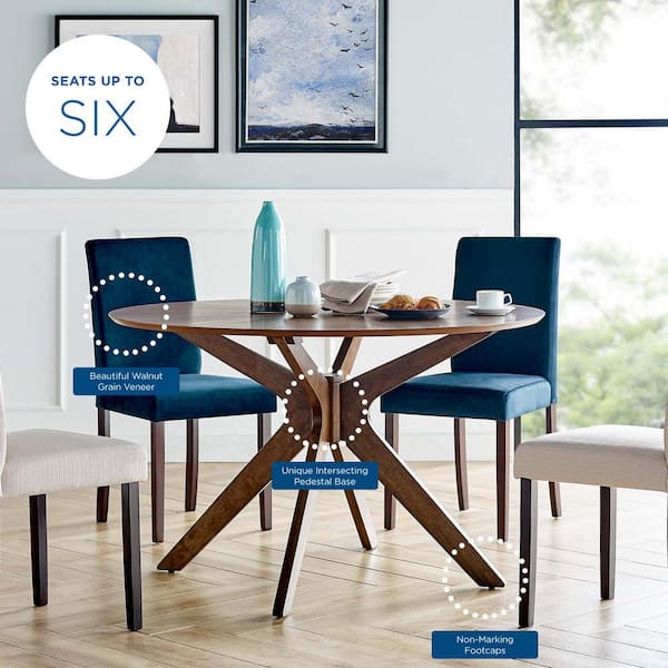 Crossroads 47 in. Walnut Round Wood Dining Table