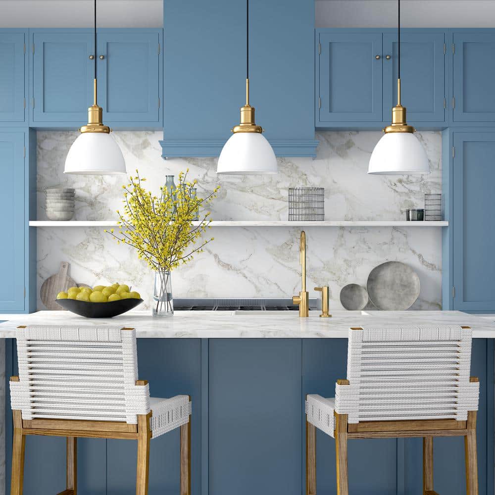 Modern 12" White Polished Nickel Dome Pendant Light