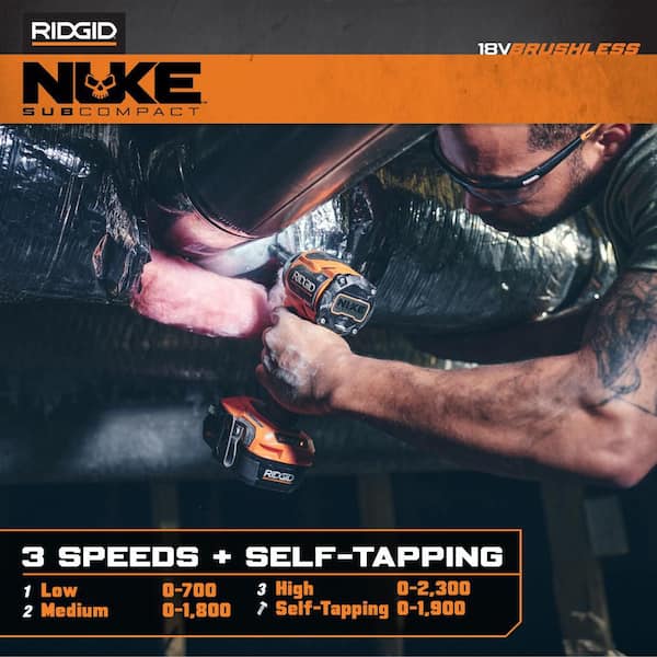 RIDGID 18V NUKE SubCompact Brushless Cordless 1/4 in. Hex Stealth