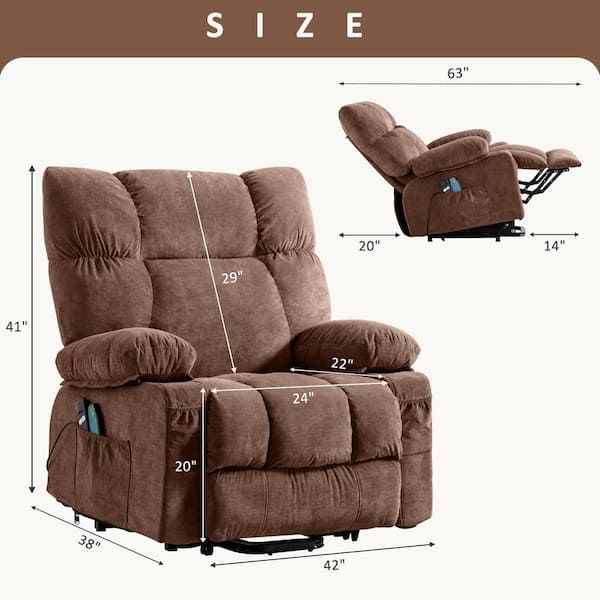 Spruce & Spring Edison Linen Fabric Power Recliner with