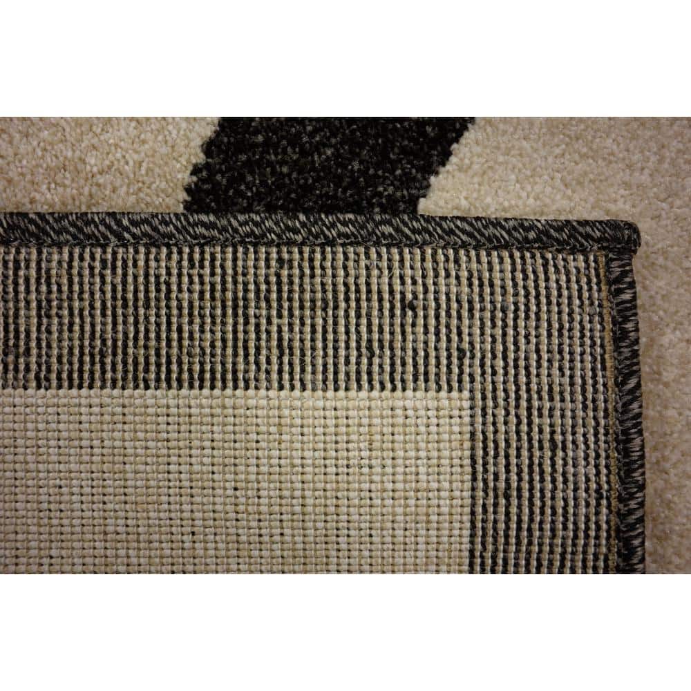 Beige and Black Trellis 7' x 10' Rectangular Easy Care Rug