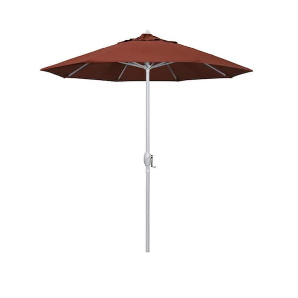 California Umbrella 7.5 ft. Matted White Aluminum Market Patio Umbrella Auto Tilt in Terracotta Sunbrella