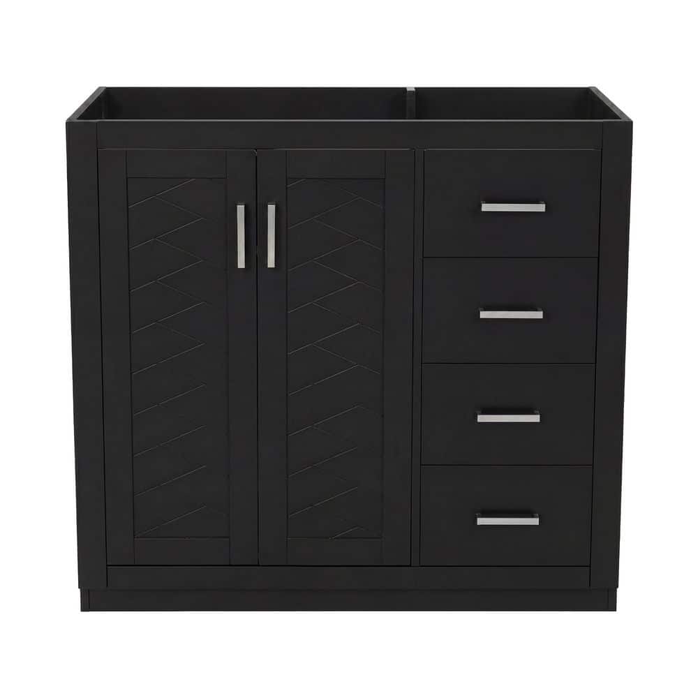 35.39 in. Bath Vanity Cabinet without Top in Black Unassembled, Contains 3 Drawers & Soft Closing Doors price history on PriceWatchPro