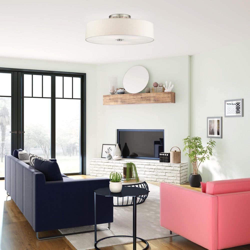 Modern Brushed Nickel 6-Light LED Drum Semi-Flush Mount